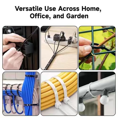 white and black cable ties